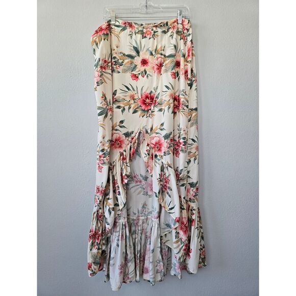 American Eagle Outfitters Dresses & Skirts - American Eagle XXL Floral High Low Maxi Skirt Boho Ruffle Viscose Lined Curvy